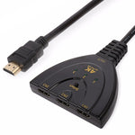 อะแดปเตอร์สวิตช์สายพ่วง HDMI 3 in 1 4K x 2K HDTV ตัวแยก HDMI, 1 เข้า 3 ออก