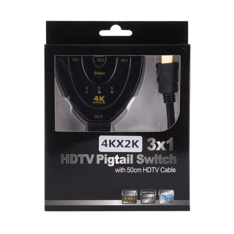 อะแดปเตอร์สวิตช์สายพ่วง HDMI 3 in 1 4K x 2K HDTV ตัวแยก HDMI, 1 เข้า 3 ออก