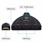 อะแดปเตอร์สวิตช์สายพ่วง HDMI 3 in 1 4K x 2K HDTV ตัวแยก HDMI, 1 เข้า 3 ออก