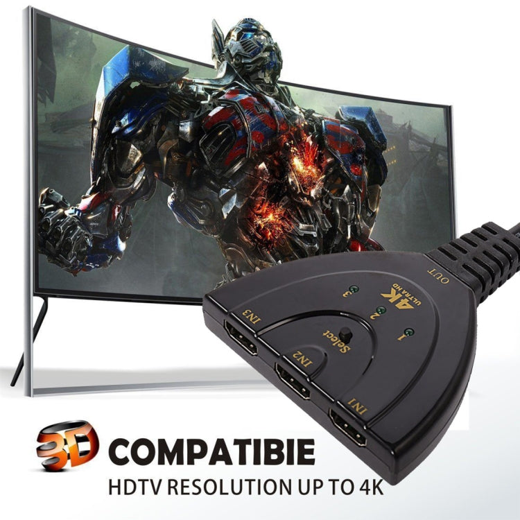 อะแดปเตอร์สวิตช์สายพ่วง HDMI 3 in 1 4K x 2K HDTV ตัวแยก HDMI, 1 เข้า 3 ออก