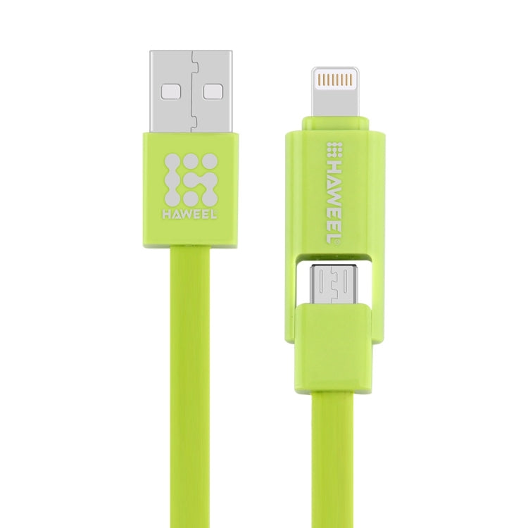 HAWEEL สายชาร์จและซิงค์ข้อมูล 2 ใน 1 ความยาว 1 เมตร Micro USB & 8 พิน เป็น USB, สาย 2 ใน 1 มีสองหัวต่อ