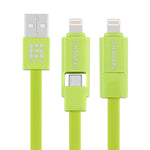 HAWEEL สายชาร์จและซิงค์ข้อมูล 2 ใน 1 ความยาว 1 เมตร Micro USB & 8 พิน เป็น USB, สาย 2 ใน 1 มีสองหัวต่อ