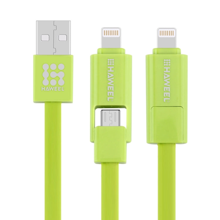 HAWEEL สายชาร์จและซิงค์ข้อมูล 2 ใน 1 ความยาว 1 เมตร Micro USB & 8 พิน เป็น USB, สาย 2 ใน 1 มีสองหัวต่อ