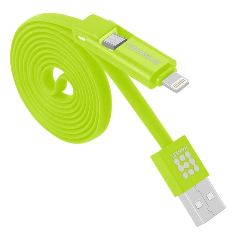 HAWEEL สายชาร์จและซิงค์ข้อมูล 2 ใน 1 ความยาว 1 เมตร Micro USB & 8 พิน เป็น USB, สาย 2 ใน 1 มีสองหัวต่อ