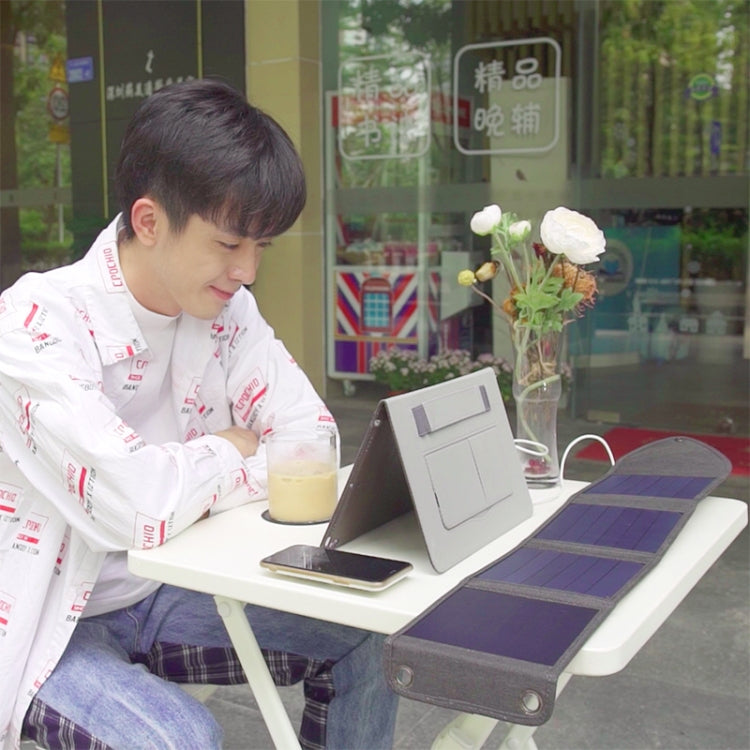 HAWEEL ที่ชาร์จพลังงานแสงอาทิตย์แบบพกพาพับได้ 14W 5V 2.4A สำหรับเดินทางกลางแจ้ง พร้อมแผงโซลาร์เซลล์ 4 แผงและพอร์ต USB ขนาด: S, 14W