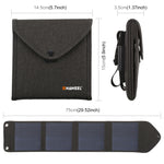HAWEEL ที่ชาร์จพลังงานแสงอาทิตย์แบบพกพาพับได้ 14W 5V 2.4A สำหรับเดินทางกลางแจ้ง พร้อมแผงโซลาร์เซลล์ 4 แผงและพอร์ต USB ขนาด: S, 14W