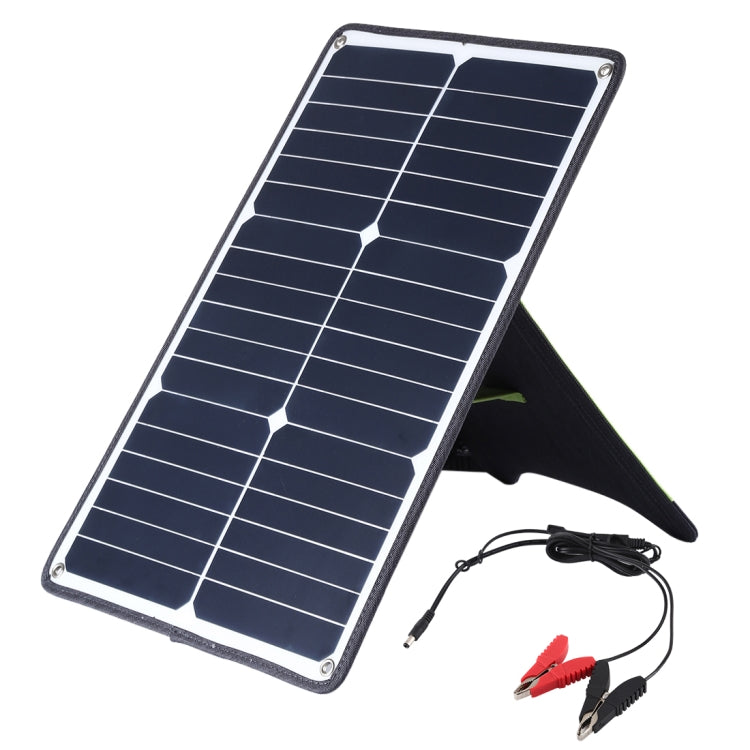 HAWEEL แผงโซลาร์เซลล์ซิลิคอนโมโนคริสตัลไลน์แบบพกพา 20W พร้อมพอร์ต USB, ที่ยึด และคลิปเสือ รองรับ QC3.0 และ AFC