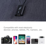 HAWEEL แผงโซลาร์เซลล์ซิลิคอนโมโนคริสตัลไลน์แบบพกพา 20W พร้อมพอร์ต USB, ที่ยึด และคลิปเสือ รองรับ QC3.0 และ AFC