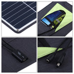 HAWEEL แผงโซลาร์เซลล์ซิลิคอนโมโนคริสตัลไลน์แบบพกพา 20W พร้อมพอร์ต USB, ที่ยึด และคลิปเสือ รองรับ QC3.0 และ AFC