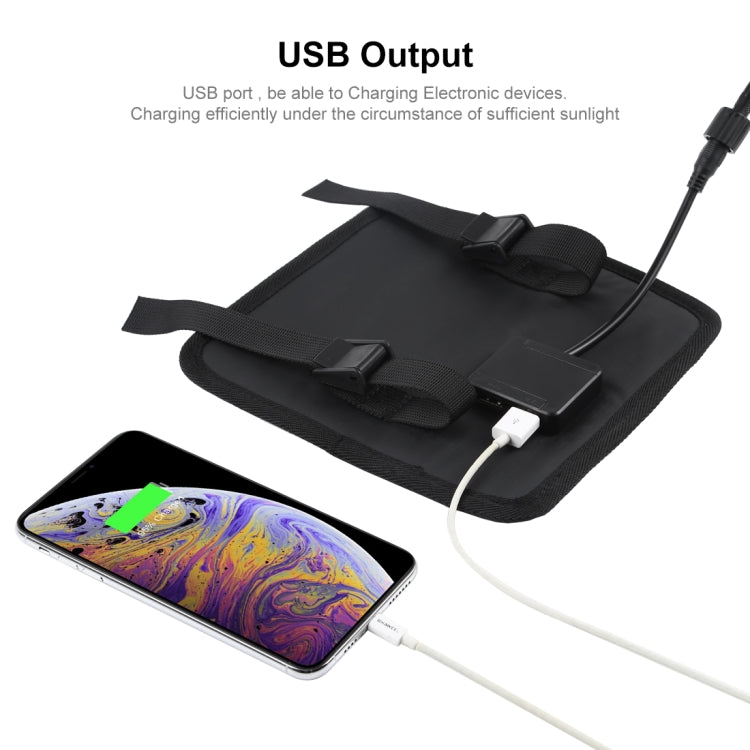 HAWEEL แผงโซลาร์เซลล์แบบพับได้ 28W สำหรับติดบนร่ม พร้อมพอร์ต USB คู่ 5V 3A สูงสุด รองรับโปรโตคอล QC3.0 / FCP / SCP / AFC / SFCP