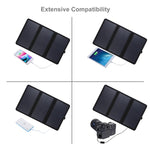 HAWEEL แผงโซลาร์เซลล์แบบพับได้ 3 พับ 21W บางพิเศษ พร้อมพอร์ต USB คู่ 5V / 3A รองรับ QC3.0 และ AFC
