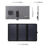 HAWEEL แผงโซลาร์เซลล์แบบพับได้ 3 พับ 21W บางพิเศษ พร้อมพอร์ต USB คู่ 5V / 3A รองรับ QC3.0 และ AFC