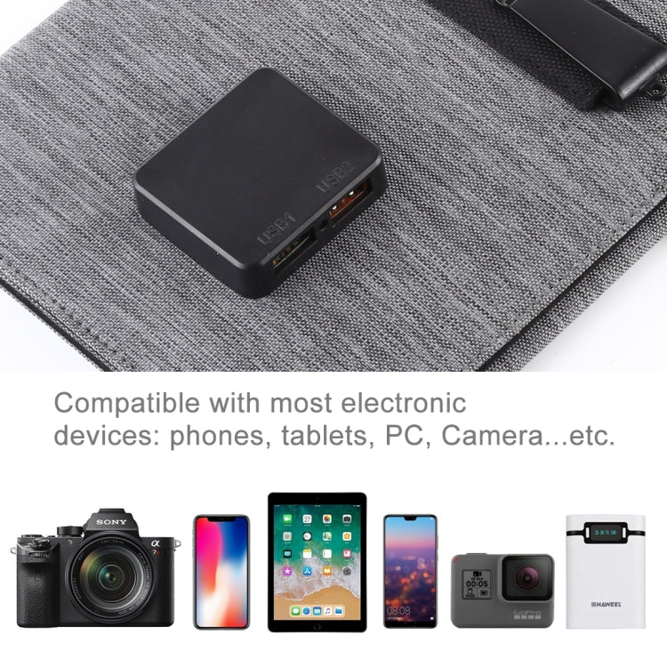 HAWEEL แผงโซลาร์เซลล์แบบพับได้ 3 พับ 21W บางพิเศษ พร้อมพอร์ต USB คู่ 5V / 3A รองรับ QC3.0 และ AFC