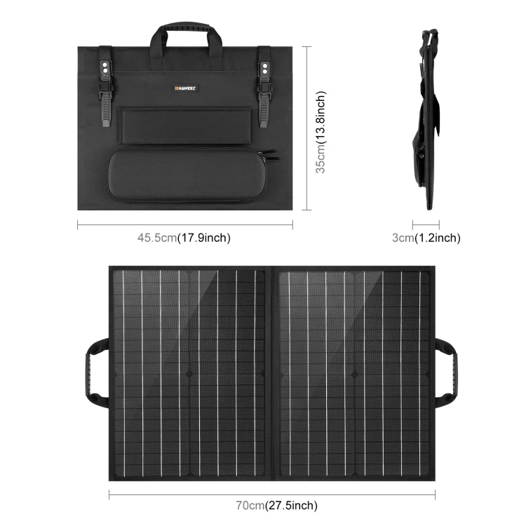 HAWEEL กระเป๋าชาร์จพลังงานแสงอาทิตย์แบบพับได้ 50W สำหรับเดินทาง