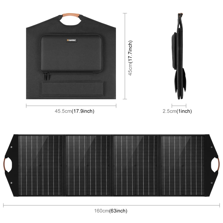 HAWEEL กระเป๋าชาร์จพลังงานแสงอาทิตย์แบบพับได้ 100W สำหรับเดินทาง