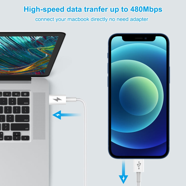 สายชาร์จเร็ว HAWEEL 25W 3A USB-C / Type-C เป็น 8 พิน สำหรับ iPhone, iPad ความยาวสาย 2 เมตร Type-C เป็น 8 พิน 2 เมตร