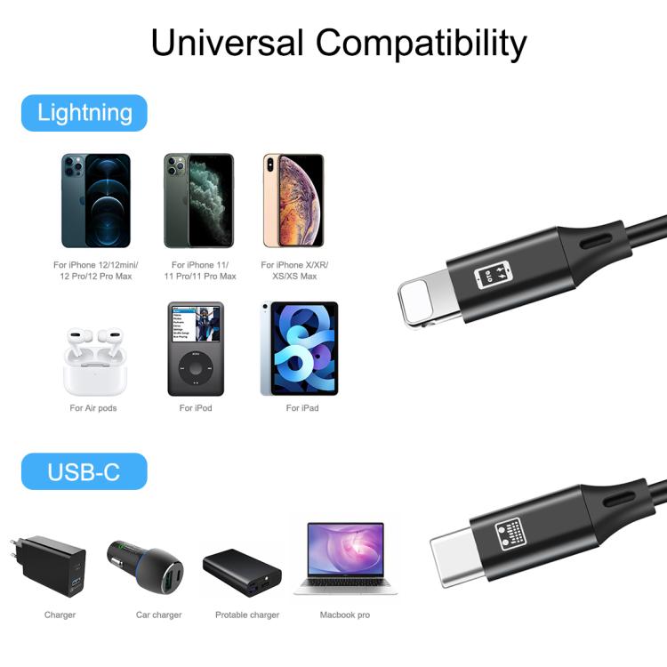 สายชาร์จและซิงค์ข้อมูล HAWEEL 1 เมตร USB-C / Type-C เป็น 8 พิน OTG