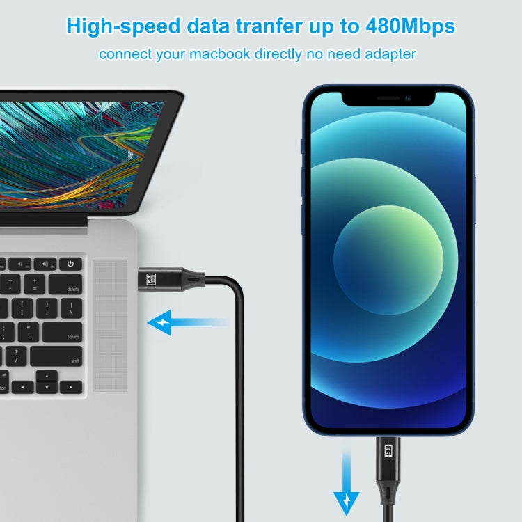 สายชาร์จและซิงค์ข้อมูล HAWEEL 1 เมตร USB-C / Type-C เป็น 8 พิน OTG