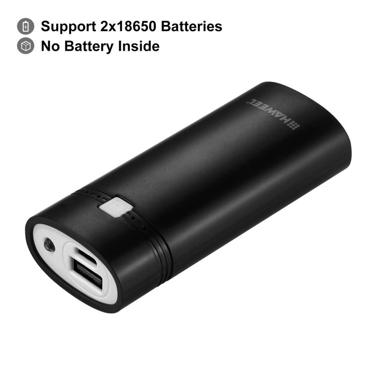 กล่องเปล่าสำหรับแบตเตอรี่ DIY HAWEEL 2x 18650 (ไม่รวมแบตเตอรี่) ความจุ 5600mAh พร้อมพอร์ต USB และไฟแสดงสถานะ DIY 2 แบตเตอรี่ (สีดำ), DIY 2 แบตเตอรี่ (สีขาว)