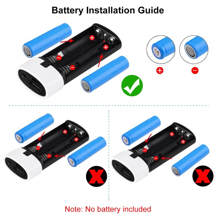 กล่องเปล่าสำหรับแบตเตอรี่ DIY HAWEEL 2x 18650 (ไม่รวมแบตเตอรี่) ความจุ 5600mAh พร้อมพอร์ต USB และไฟแสดงสถานะ DIY 2 แบตเตอรี่ (สีดำ), DIY 2 แบตเตอรี่ (สีขาว)