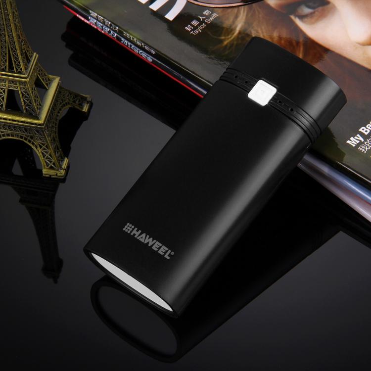 กล่องเปล่าสำหรับแบตเตอรี่ DIY HAWEEL 2x 18650 (ไม่รวมแบตเตอรี่) ความจุ 5600mAh พร้อมพอร์ต USB และไฟแสดงสถานะ DIY 2 แบตเตอรี่ (สีดำ), DIY 2 แบตเตอรี่ (สีขาว)
