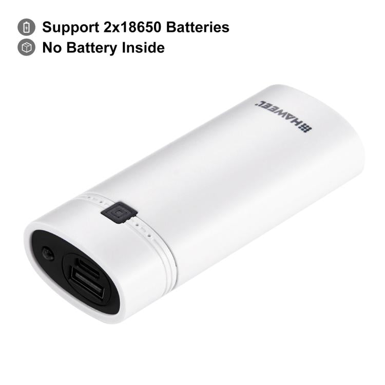 กล่องเปล่าสำหรับแบตเตอรี่ DIY HAWEEL 2x 18650 (ไม่รวมแบตเตอรี่) ความจุ 5600mAh พร้อมพอร์ต USB และไฟแสดงสถานะ DIY 2 แบตเตอรี่ (สีดำ), DIY 2 แบตเตอรี่ (สีขาว)