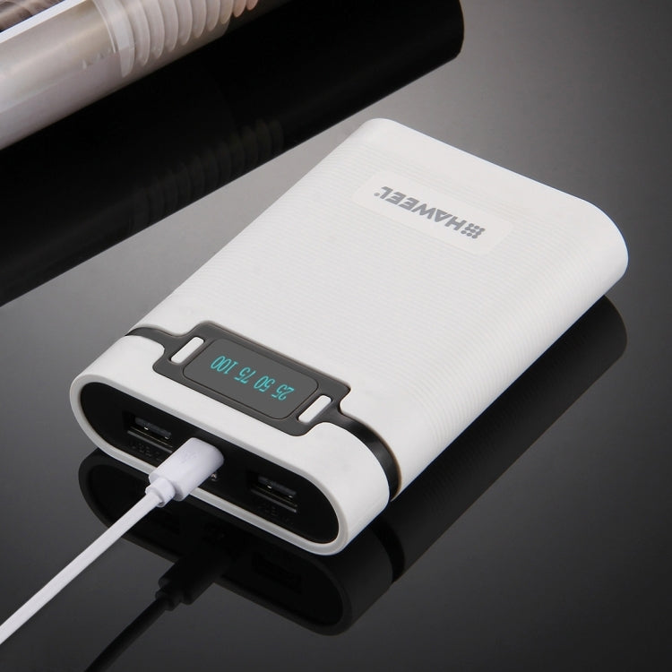 กล่องเปล่าสำหรับแบตเตอรี่ DIY HAWEEL 4 x 18650 (ไม่รวมแบตเตอรี่) ความจุ 10000mAh พร้อมพอร์ต USB 2 ช่องและหน้าจอแสดงผล สำหรับ iPhone, Galaxy, Sony, HTC, Google, Huawei, Xiaomi, Lenovo และสมาร์ทโฟนอื่นๆ DIY 4 x 18650 10000mAh แบตเตอรี่ (US)