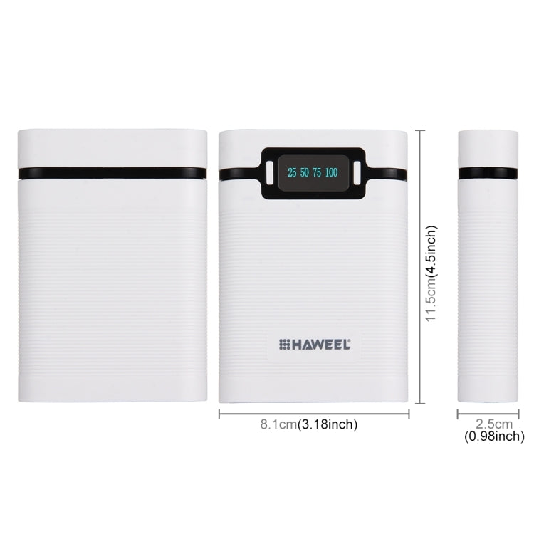 กล่องเปล่าสำหรับแบตเตอรี่ DIY HAWEEL 4 x 18650 (ไม่รวมแบตเตอรี่) ความจุ 10000mAh พร้อมพอร์ต USB 2 ช่องและหน้าจอแสดงผล สำหรับ iPhone, Galaxy, Sony, HTC, Google, Huawei, Xiaomi, Lenovo และสมาร์ทโฟนอื่นๆ DIY 4 x 18650 10000mAh แบตเตอรี่ (US)