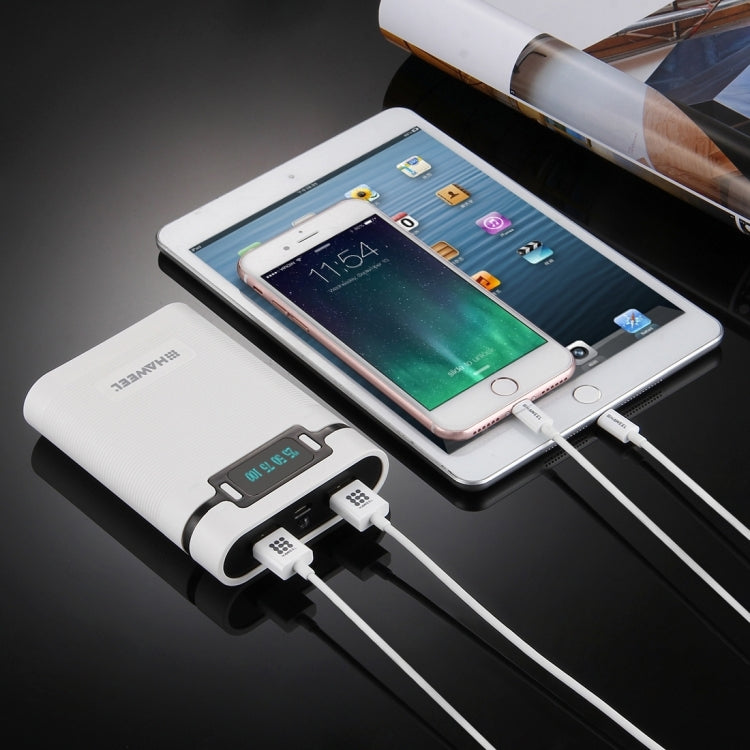 กล่องเปล่าสำหรับแบตเตอรี่ DIY HAWEEL 4 x 18650 (ไม่รวมแบตเตอรี่) ความจุ 10000mAh พร้อมพอร์ต USB 2 ช่องและหน้าจอแสดงผล สำหรับ iPhone, Galaxy, Sony, HTC, Google, Huawei, Xiaomi, Lenovo และสมาร์ทโฟนอื่นๆ DIY 4 x 18650 10000mAh แบตเตอรี่ (US)