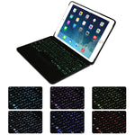 F611 เคสแท็บเล็ตคีย์บอร์ดบลูทูธอลูมิเนียมแผงหลังมีไฟสีสันถอดได้สำหรับ iPad Air 2 / 9.7 (2018) / 9.7 นิ้ว (2017) / Air / Pro 9.7 นิ้ว