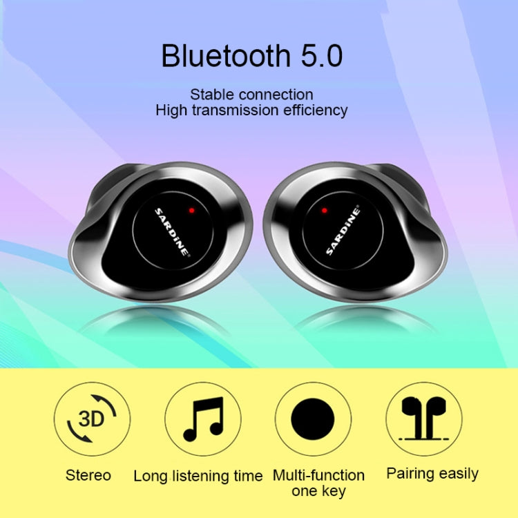 หูฟังสเตอริโอไร้สาย SARDiNE F8 TWS Bluetooth V5.0 พร้อมกล่องชาร์จ