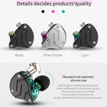 หูฟัง KZ ZSN Circle Iron Moving Iron Quad-core ควบคุมด้วยสาย อินเอียร์ เบสหนัก HiFi พร้อมไมโครโฟน