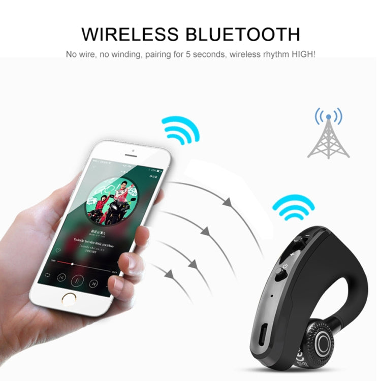 หูฟังบลูทูธไร้สาย V9 Business Handsfree CSR 4.1 พร้อมไมโครโฟนสำหรับคนขับและกีฬา