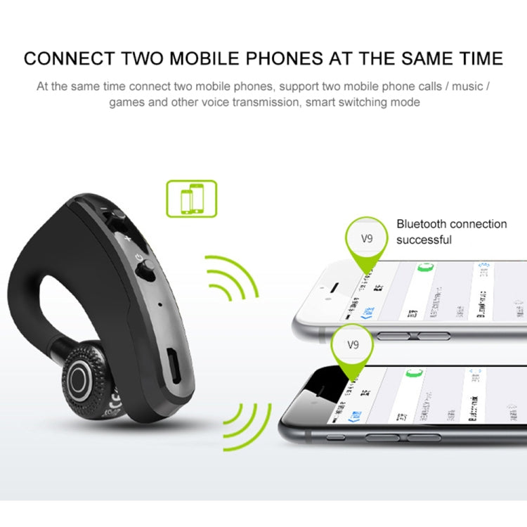 หูฟังบลูทูธไร้สาย V9 Business Handsfree CSR 4.1 พร้อมไมโครโฟนสำหรับคนขับและกีฬา