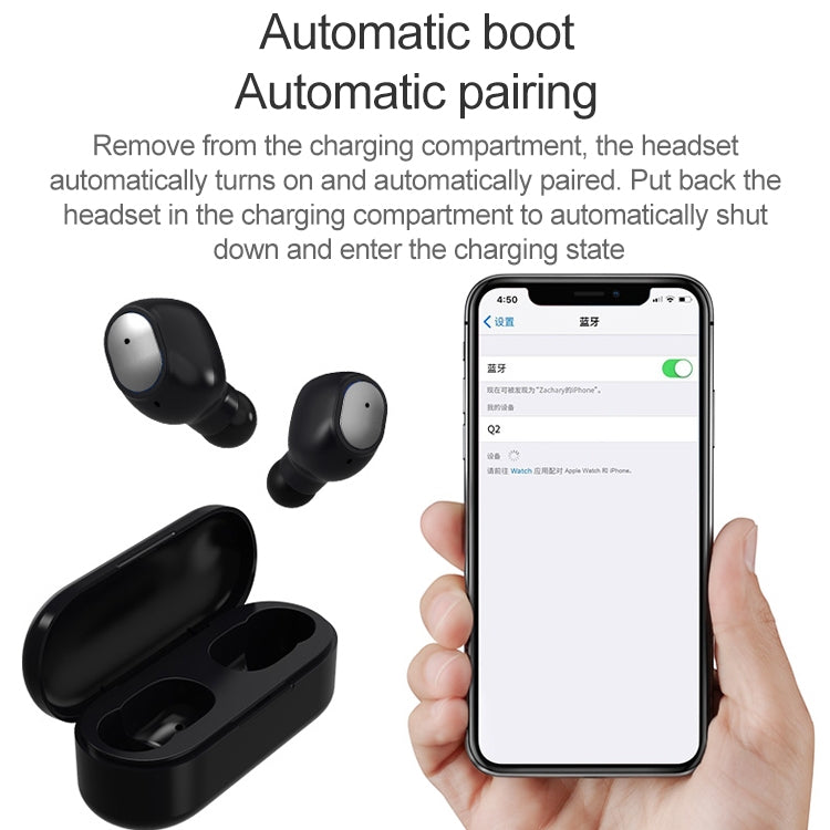 หูฟังบลูทูธ Q2 TWS Bluetooth 5.0 สเตอริโอสองข้างสำหรับกีฬาไร้สาย