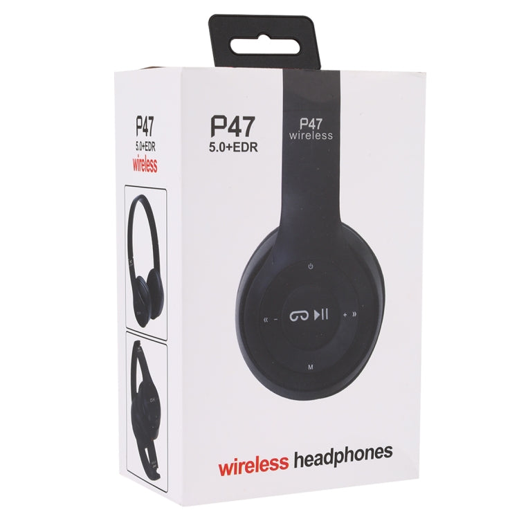 หูฟังบลูทูธไร้สายพับได้ P47 พร้อมแจ็คเสียง 3.5 มม. รองรับ MP3 / โทร P47 สีดำ, P47 สีน้ำเงิน, P47 สีแดง, P47 สีขาว, P47 สีเขียว