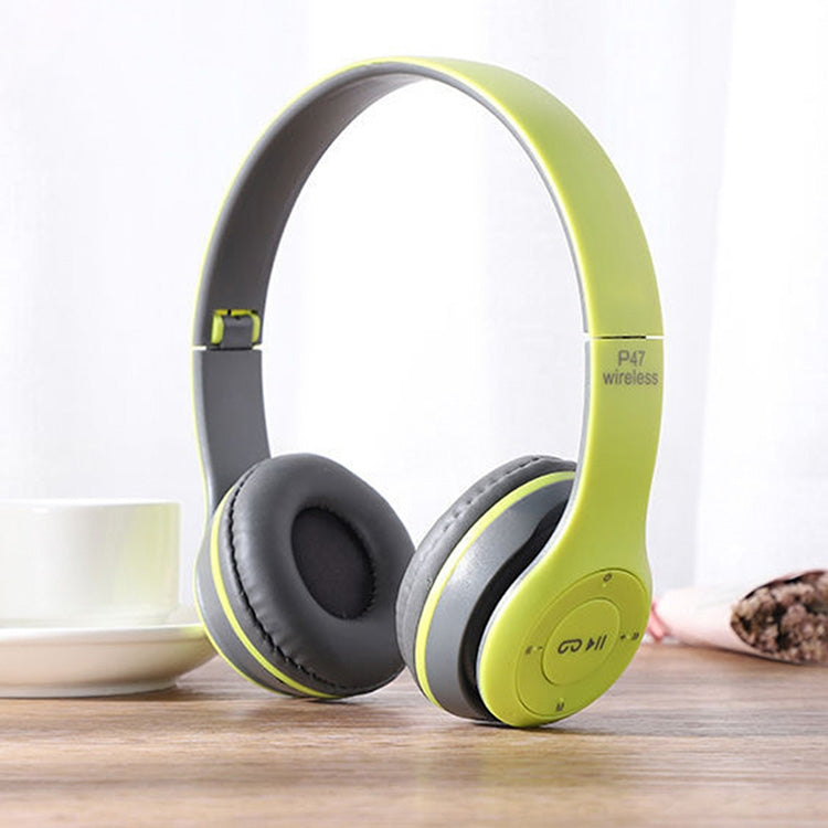 หูฟังบลูทูธไร้สายพับได้ P47 พร้อมแจ็คเสียง 3.5 มม. รองรับ MP3 / โทร P47 สีดำ, P47 สีน้ำเงิน, P47 สีแดง, P47 สีขาว, P47 สีเขียว
