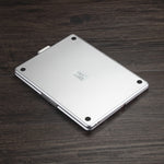 F102AS เคสแท็บเล็ตหนังพร้อมคีย์บอร์ดบลูทูธหมุนได้มีไฟสีสันสำหรับ iPad 10.2 นิ้ว พร้อมช่องใส่ปากกา