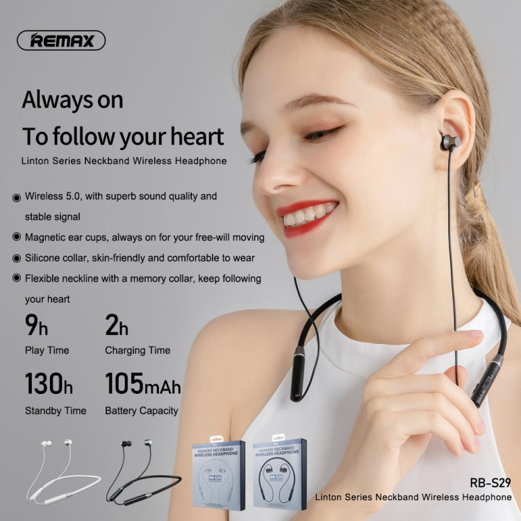 REMAX RB-S29 หูฟังไร้สายบลูทูธคอหน่วยความจำรุ่น Linton V5.0