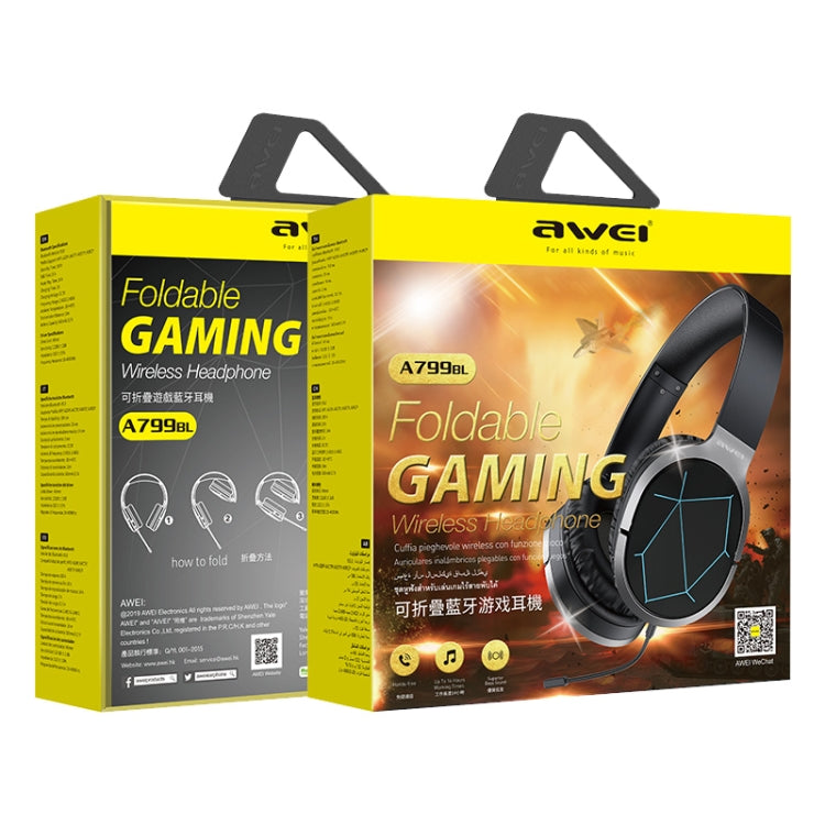 awei A799BL หูฟังเกมมิ่งบลูทูธ 5.0 แบบพับได้สวมศีรษะ