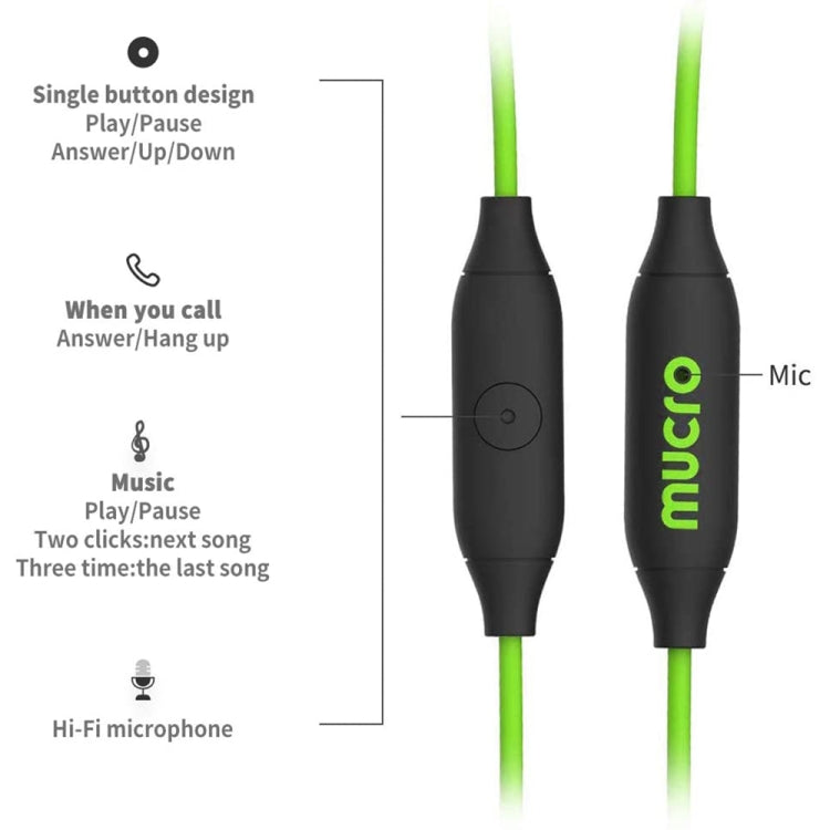 หูฟังสเตอริโอแบบมีสายสำหรับวิ่ง Mucro MB-232 ใส่ในหูพร้อมตะขอหู เหมาะสำหรับวิ่งและออกกำลังกายที่ยิม