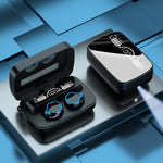 หูฟังบลูทูธ M9 Bluetooth 5.1 TWS พร้อมจอแสดงผลดิจิทัล กล่องชาร์จ ไฟฉาย รองรับการสัมผัส & Siri & แสดงแบตเตอรี่, M9 (สีดำ)