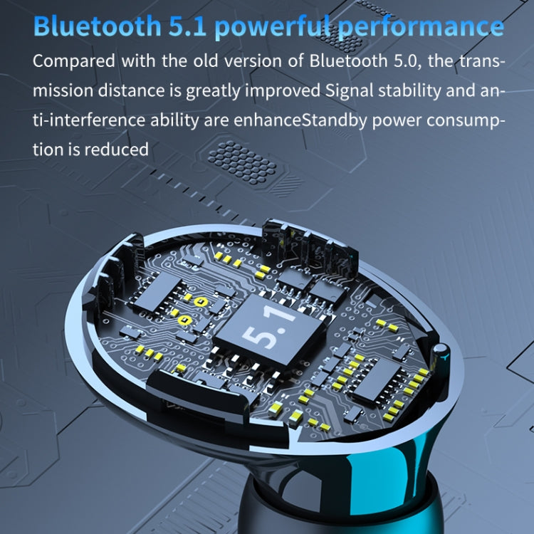 หูฟังบลูทูธ M10 Bluetooth 5.1 TWS พร้อมจอแสดงผลดิจิทัล กล่องชาร์จ รองรับการสัมผัส & Siri & แสดงแบตเตอรี่, M10 สีดำ, M10 สีเขียว