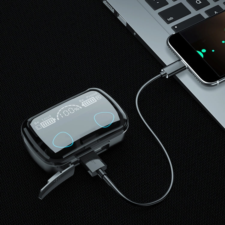หูฟังบลูทูธ M10 Bluetooth 5.1 TWS พร้อมจอแสดงผลดิจิทัล กล่องชาร์จ รองรับการสัมผัส & Siri & แสดงแบตเตอรี่, M10 สีดำ, M10 สีเขียว