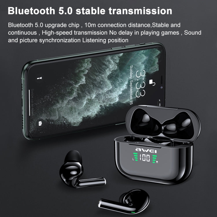 หูฟังสปอร์ตไร้สาย awei T29P Bluetooth V5.0 พร้อมจอแสดงผล LED กันน้ำ IPX4 TWS พร้อมกล่องชาร์จ