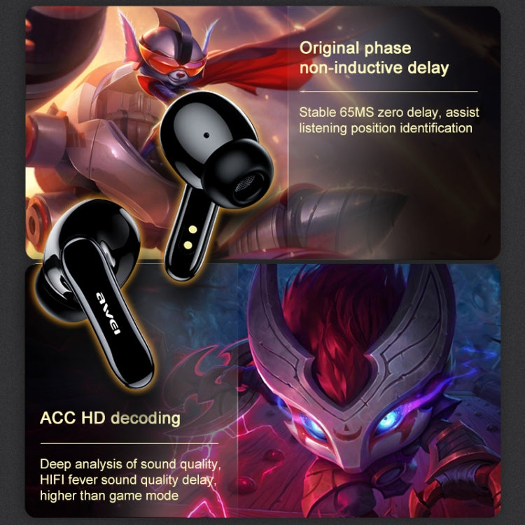 หูฟังสปอร์ตเกมไร้สาย awei T35 Bluetooth V5.0 โหมดคู่ กันน้ำ IPX5 TWS พร้อมกล่องชาร์จ