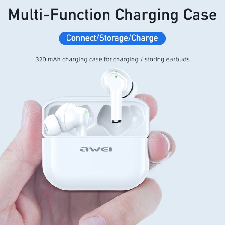 หูฟังสปอร์ตไร้สายตัดเสียงรบกวน ANC awei TA1 Bluetooth V5.0 กันน้ำ IPX4 TWS พร้อมกล่องชาร์จ