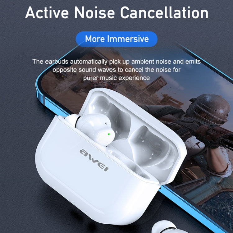 หูฟังสปอร์ตไร้สายตัดเสียงรบกวน ANC awei TA1 Bluetooth V5.0 กันน้ำ IPX4 TWS พร้อมกล่องชาร์จ