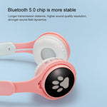 B30 หูฟังบลูทูธรูปหูแมวพร้อมไฟสีสันสดใส พับได้ พร้อมแจ็ค 3.5 มม. และช่องใส่การ์ด TF