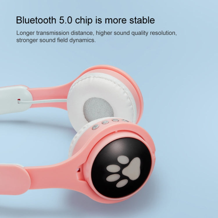 B30 หูฟังบลูทูธรูปหูแมวพร้อมไฟสีสันสดใส พับได้ พร้อมแจ็ค 3.5 มม. และช่องใส่การ์ด TF